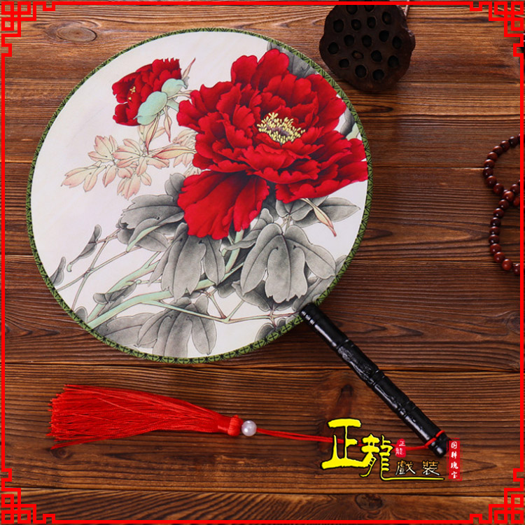 错那古典中国风团扇空白扇跳舞蹈扇 真丝宫扇